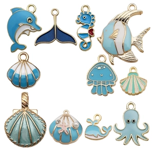Colorful ocean theme alloy charms including dolphin and starfish for DIY jewelry
