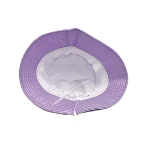 Purple metallic bucket hat featuring breathable white mesh lining and adjustable drawstring