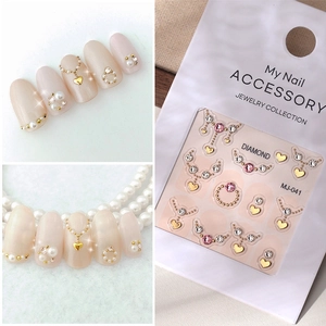 5D Nail Art Stickers With Rhinestones Heart Metal Decor French Style Relief Waterproof Elegant Manicure DIY Accessories