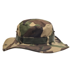 Outdoor jungle camouflage boonie hat with wide brim and side snaps for sun protection