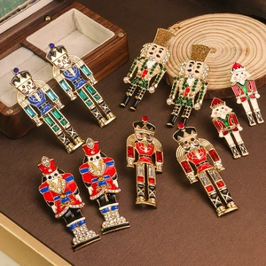 Exquisite nutcracker soldier brooches with colorful enamel, rhinestones and pearls