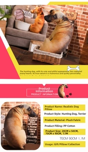 Detailed view of lifelike plush dog pillows in various sizes on a cozy home sofa