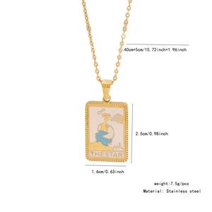 Detailed view of The Star tarot pendant necklace with specific product dimensions and weight