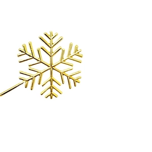 Golden snowflake cake topper with shiny metallic finish for Christmas dessert decoration