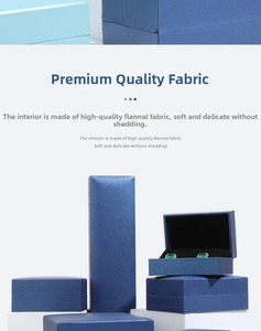 Deep blue leatherette jewelry box set with black flannel lining and emerald earrings