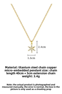 Details zu Größe und Material der goldenen Schneeflocken-Kette mit Zirkonia-Anhänger