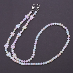 Cute mermaid beaded phone crossbody chain with macaron round beads and metal clasp