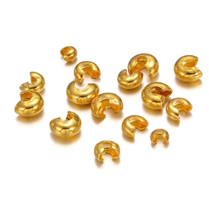 Golden C-shaped crimp beads for jewelry making necklaces and bracelets in stainless steel