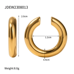 Minimalist gold stainless steel C-shaped chunky hoop earrings for women 2.0cm