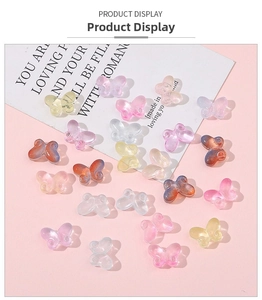 Detail of 10x14mm butterfly glass beads with swirl texture for DIY jewelry making