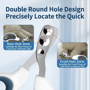 Dual-hole pet nail clipper with 2mm and 3mm apertures for precise cat claw trimming