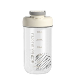750ml protein shaker bottle with mixing ball and measurement scales for gym fitness