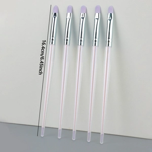 Set of 5 purple gradient makeup brushes with transparent glitter handles 16.4cm
