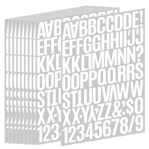 Detail of 10 sheets white PVC alphabet and number stickers for outdoor signs and crafts