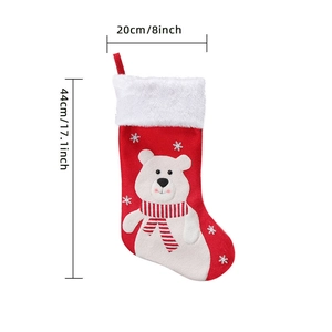 Christmas stocking with polar bear decoration in red and white 44cm holiday home decor