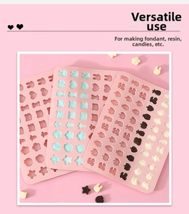 Detailed pink silicone mold for DIY candies showing animal and fruit shapes in close-up