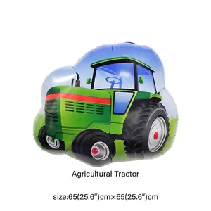 Detail shot of a green tractor foil balloon with dimensions 65x65cm for party decor