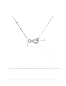Detailed specs of S925 sterling silver infinity necklace with 36+8cm chain and dimensions