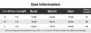 Detailed size chart for printed bodycon maxi dress in cm with bust and hip measurements