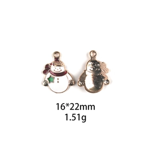Detailed front and back view of a snowman enamel charm, 16x22mm and 1.51g for DIY crafts