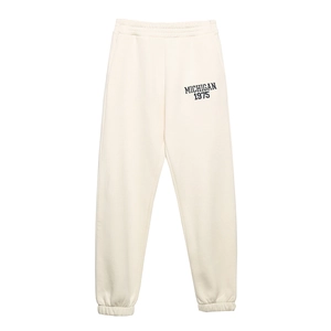 Pantalon de jogging blanc cassé pour femme avec broderie Michigan 1975 style rétro