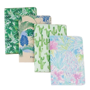 Tropical leaf and cactus print PU leather passport covers in four stylish designs