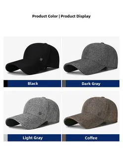 Detail view of four casual baseball caps in black, grey, and brown with metal side buckles
