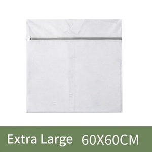 Extra large 60x60cm fine mesh laundry bag with grey zipper for washing machine protection