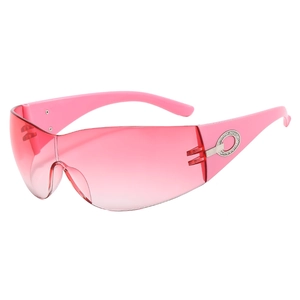Y2K Wrap Around Sports Sunglasses PC Single Lens UV400 Protection Rhinestone Decoration Outdoor Cycling For Men Women
