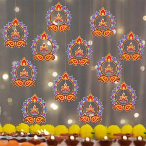 Decorazioni Appese 3D Diwali Ornamenti In Carta Diya Mandala Paisley Decorazione Festa Festival Indiano Colorato Interno DIY