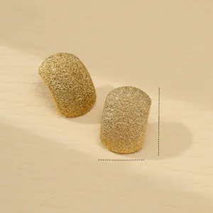 Golden matte heart titanium earrings with vintage rectangular arch design for women