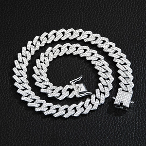 Iced Out Cuban Link Necklace Rhombus Heavy Alloy Rhinestone Hip Hop Streetwear Jewelry For Men And Women
