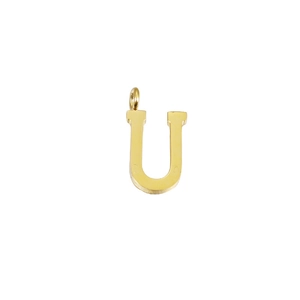 Polished gold stainless steel letter U pendant for DIY necklace and earring making