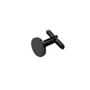 Business cufflinks in black brushed metal with a classic round design and matte finish
