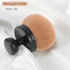 Multipurpose large mushroom head powder brush with soft brown bristles and black handle