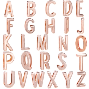 Rose Gold Alphabet Letter Charms 3D Hollow Initial Beads For DIY Jewelry Making Bracelets Necklaces Alloy Polished