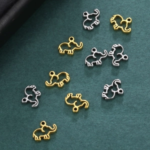 Hollow elephant stainless steel jewelry charms in gold and silver finish for DIY crafting
