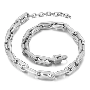 Men hip hop coffee bean chunky silver chain necklace with polished lobster clasp links