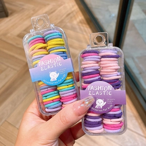 Kids high elastic hair ties set in two macaron colored gift boxes for little girls