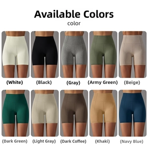 Grille de shorts de yoga sans couture à taille haute en dix couleurs unies différentes