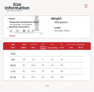 Guide des tailles détaillé et composition textile pour la robe de tennis deux-pièces sport