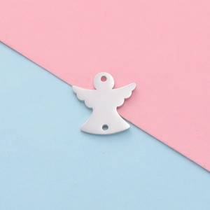 Gepolijste engelenvleugel hanger van roestvrij staal met gaten voor DIY-sieraden