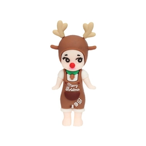 Reindeer angel doll cake topper in brown reindeer outfit for Christmas cake decoration