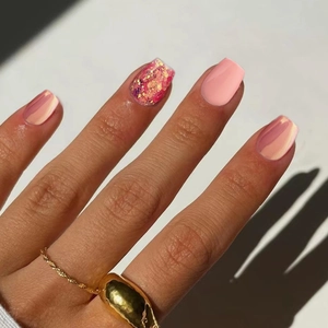Short Ballet Press On Nails Aurora Glitter Glossy Solid Color False Nails European American Style For Women