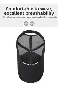 Vue intérieure de la casquette de baseball noire avec mesh respirant pour le sport extérieur