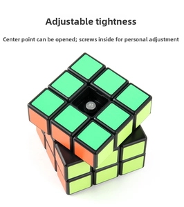 Detail of adjustable tension mechanism and internal screw on a 3x3 speed cube