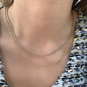 Minimalist 18K gold plated titanium rice bead layered necklace set for women