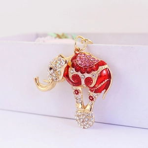 Elephant Keychain Rhinestone Enamel Animal Pendant Bag Charm Zinc Alloy Sparkling Accessory Gift For Women Girls