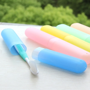 Portable Toothbrush Case Holder Plastic Wheat Straw Breathable Dustproof Travel Storage Container For Business Trip Camping Modern Simple Macaron Colors