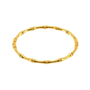 Polished 18K gold-plated titanium steel bamboo style bangle with minimalist design